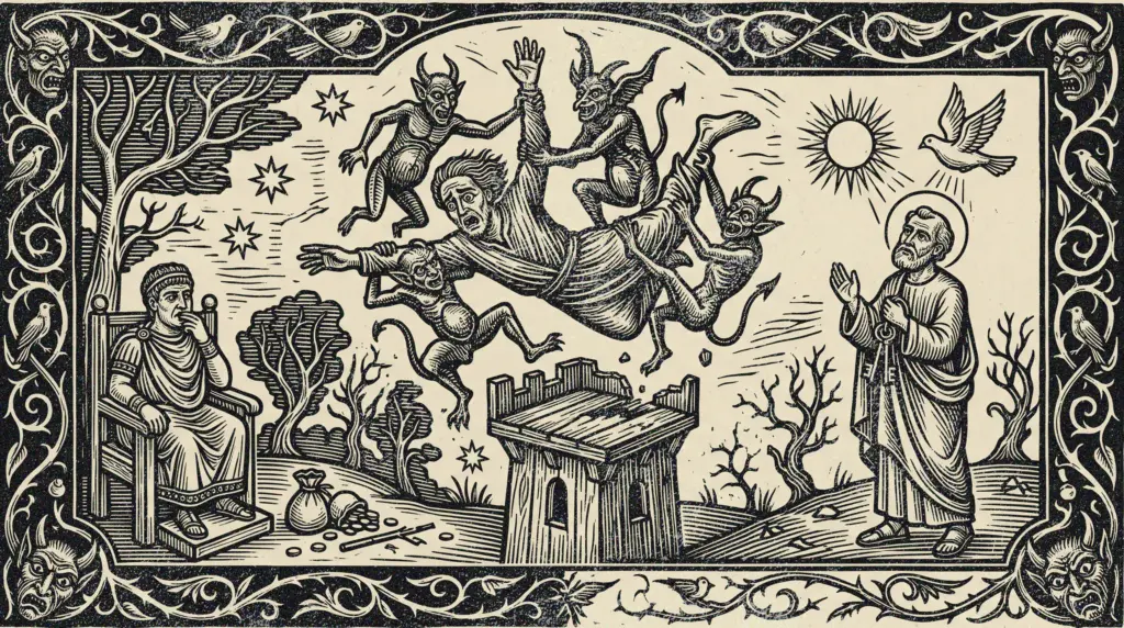 Simon Magus at the west door