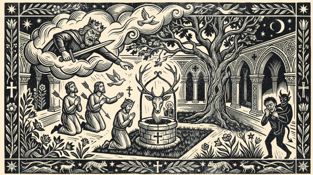 The well in the cloister, and the hunted hart