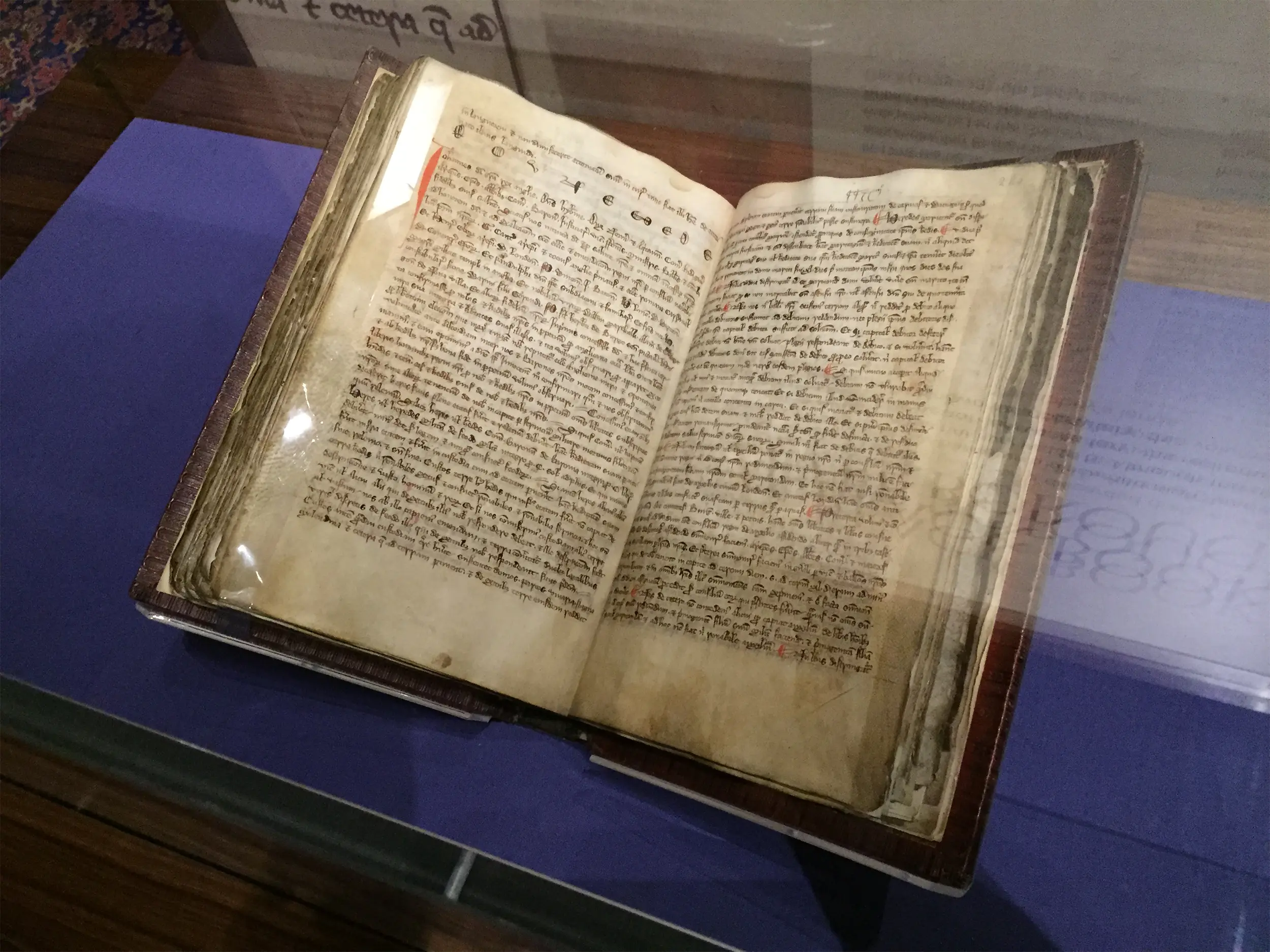The Black Book of Peterborough open at its medieval text of Magna Carta