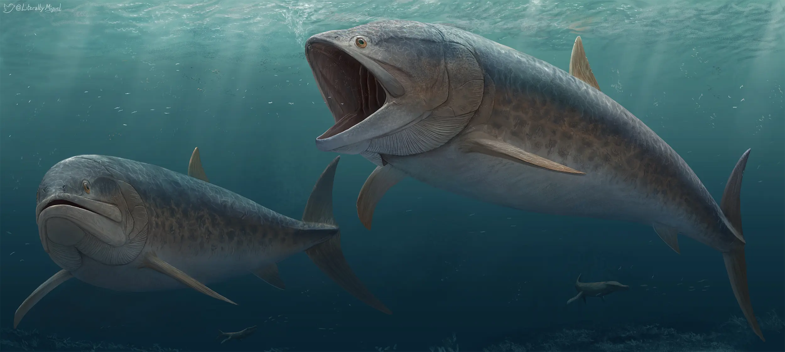 Reconstruction of Leedsichthys in the Jurassic sea