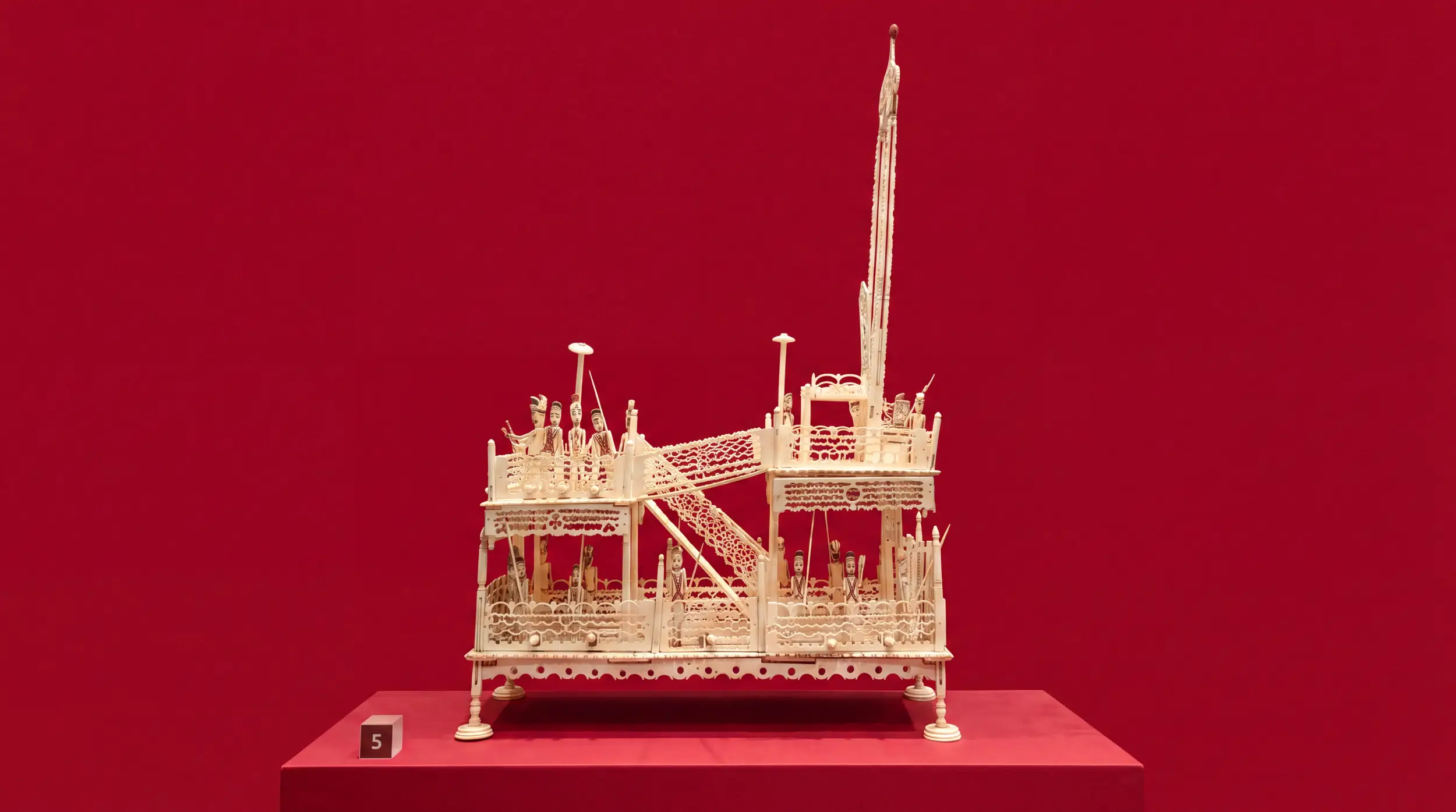 Carved bone working model of a guillotine made by a prisoner of war at Norman Cross and now in Peterborough Museum